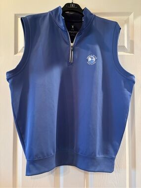 Fairway & Greene Blue Sleeveless Quarter-Zip Golf Vest Pebble Beach Golf Links
